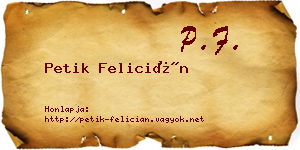 Petik Felicián névjegykártya